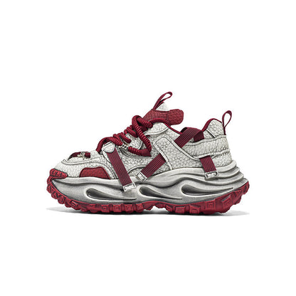 Washed Finish Platform Chunky Sneakers