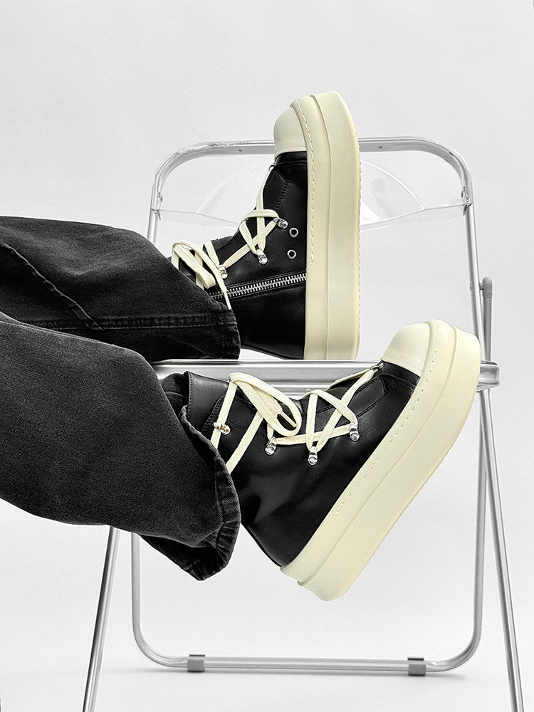 Rope Lace High-Top Chunky Sole Boots