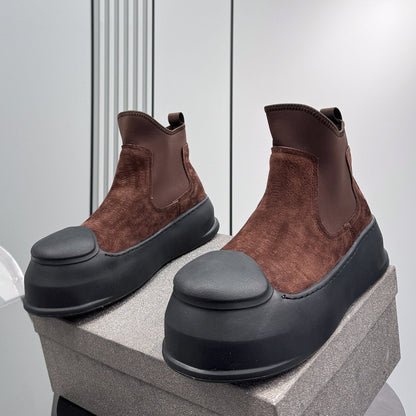 Side Gore Embroidery Platform Boots
