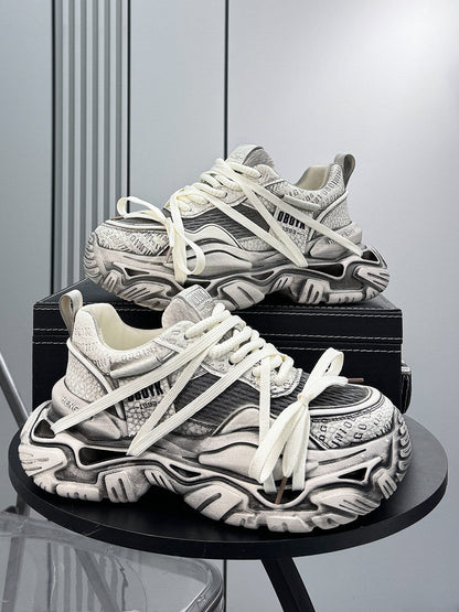 Graffiti Print Panel Chunky Sole Sneakers