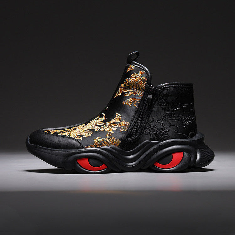 Cloud Embroidery High-Top Boots