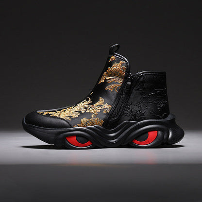 Cloud Embroidery High-Top Boots