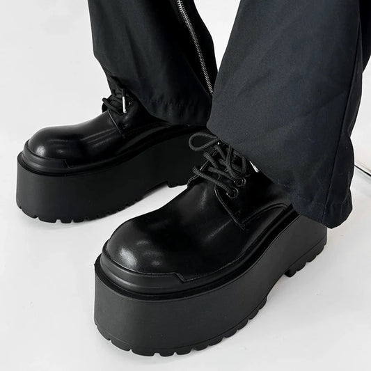 10cm Uplift Thick Sole Leather Derby Shoes