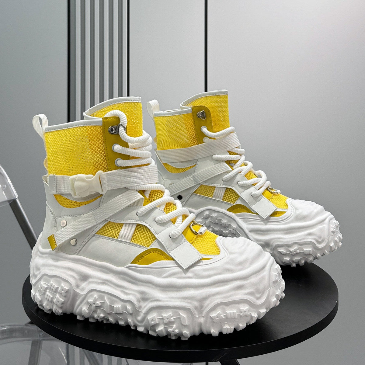 Mesh Strap Buckle Platform Sneaker Boots