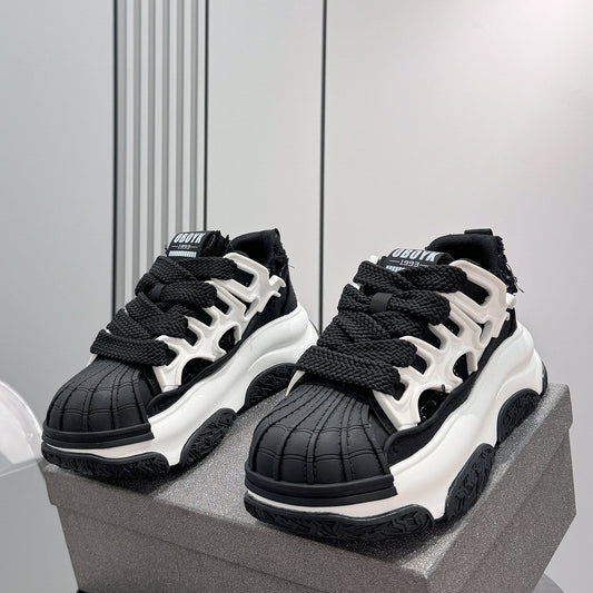 Shell Toe Rope Lace Damage Platform Sneakers