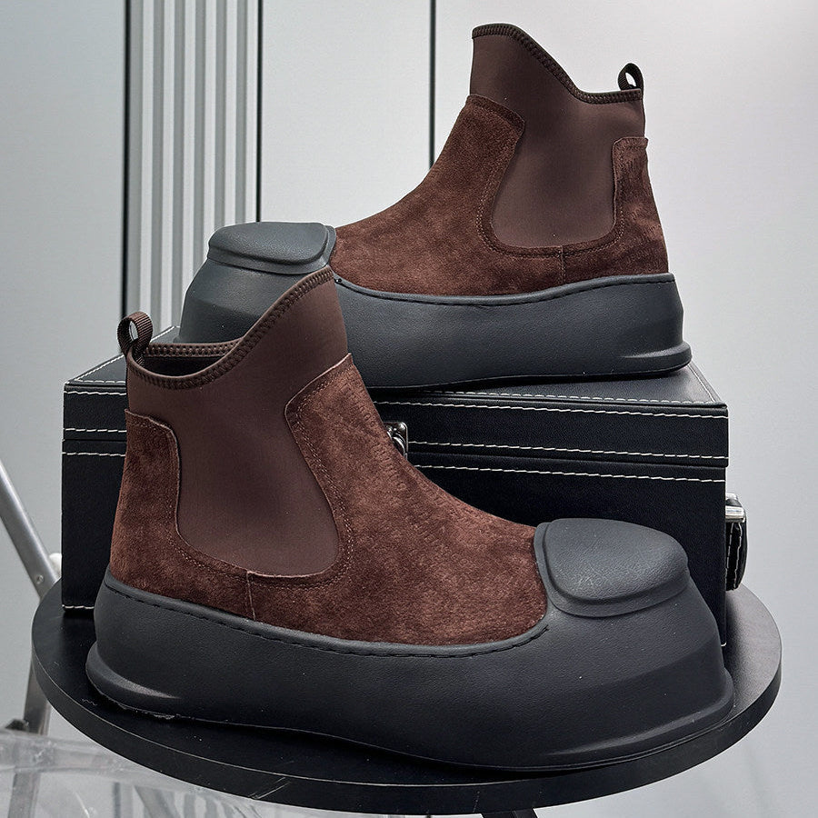 Side Gore Embroidery Platform Boots