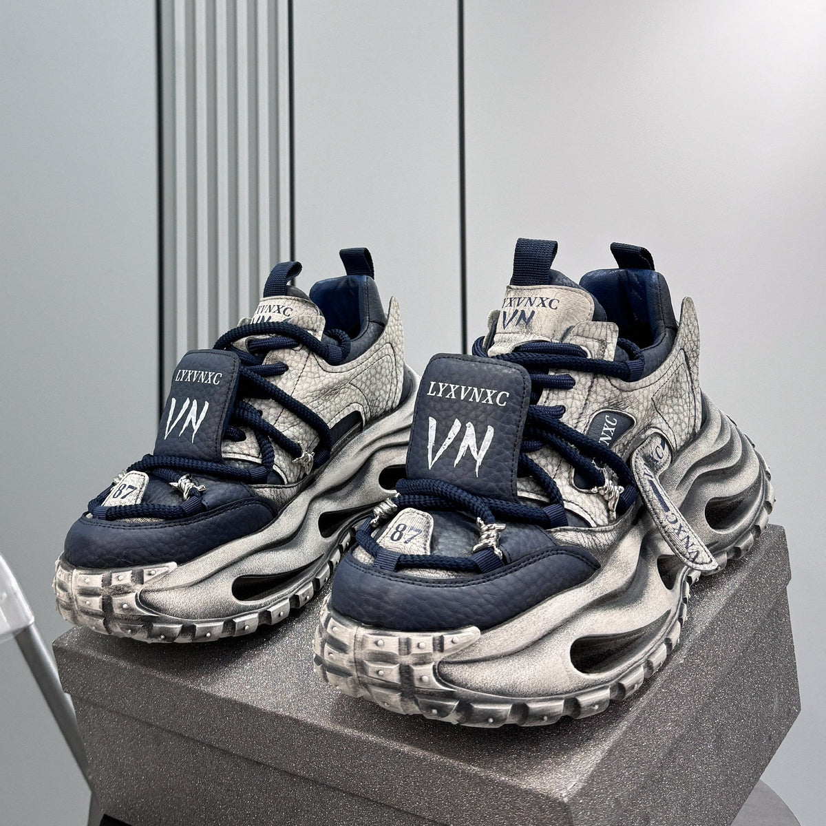 Platform Chunky Sole Strap Lace-Up Sneakers WN24831