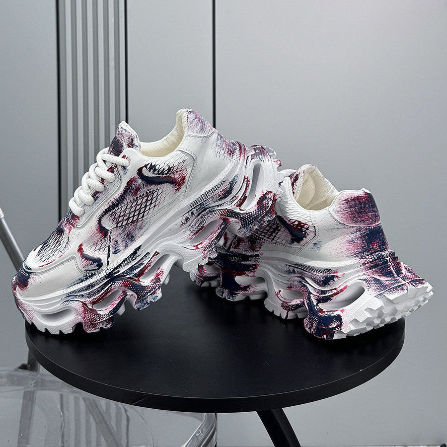 Paint Snake Print Chunky Sole Sneakers