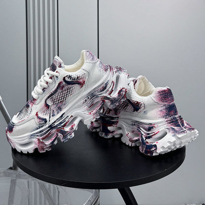 Paint Snake Print Chunky Sole Sneakers