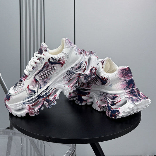 Paint Snake Print Chunky Sole Sneakers