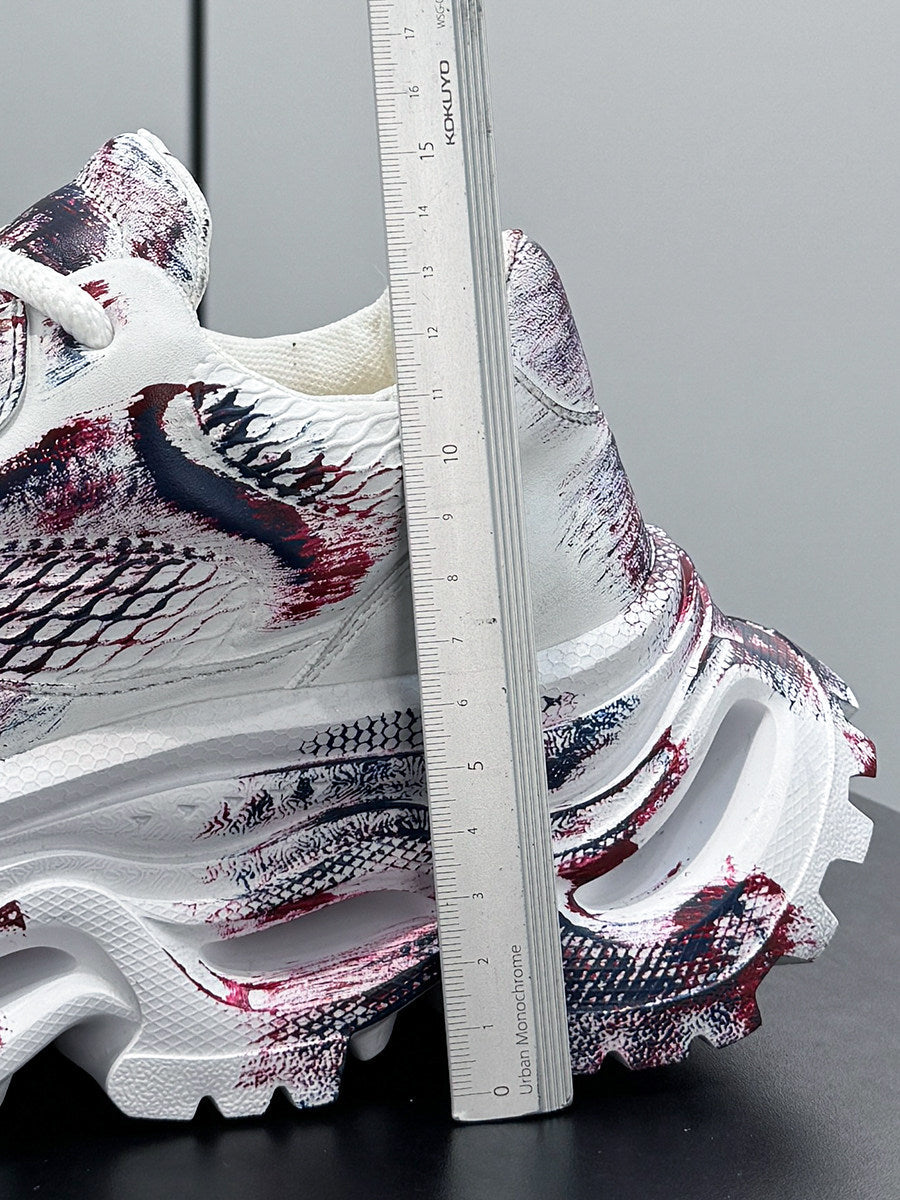 Paint Snake Print Chunky Sole Sneakers