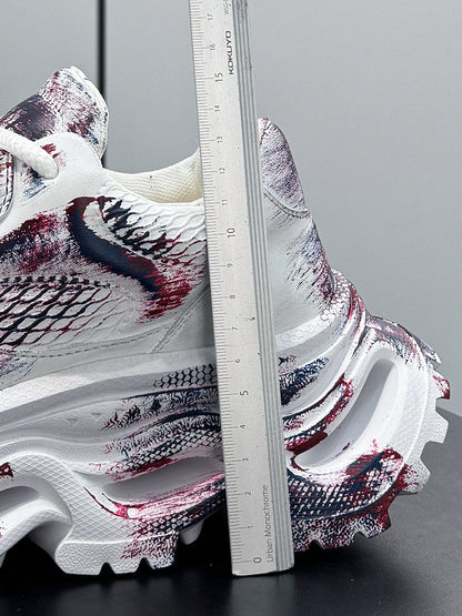 Paint Snake Print Chunky Sole Sneakers