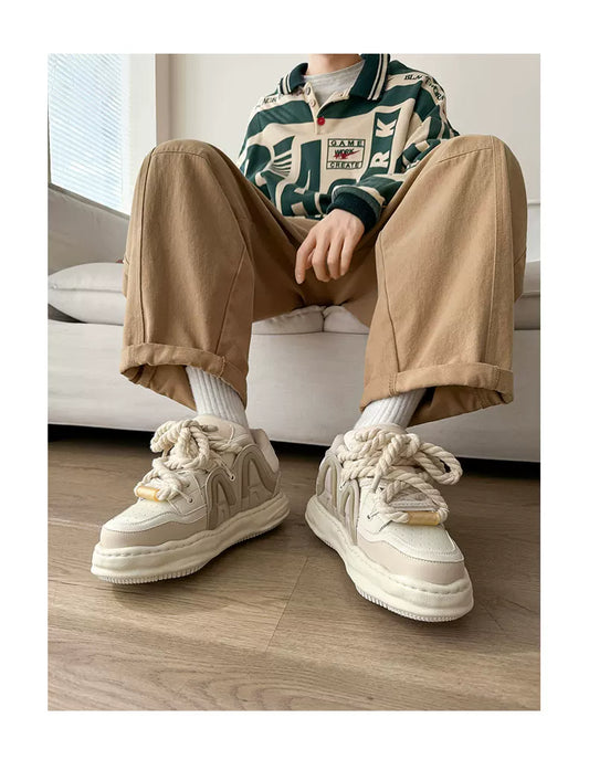 Chunky Rope Lace Thick Platform Sneakers