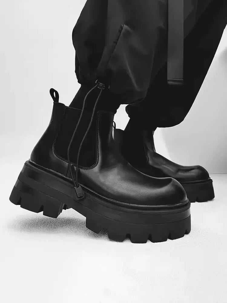 Chunky Sole Leather Chelsea Boots