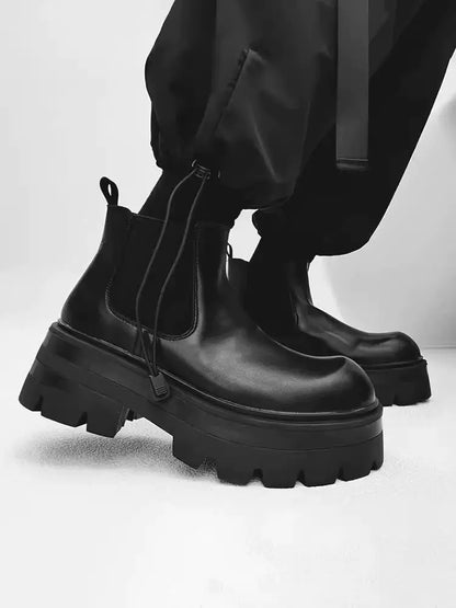 Chunky Sole Leather Chelsea Boots