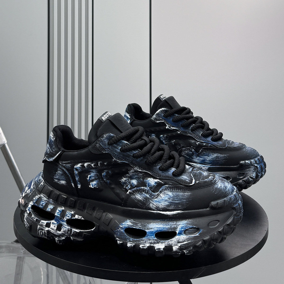 Paint Graffiti Print Chunky Sole Sneakers