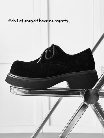 Suede Lace Up Thick Sole Shoes