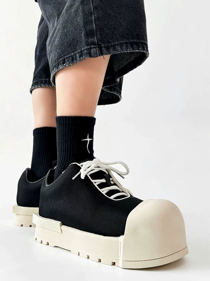 Large Round Toe Chunky Sole Canvas Shoes