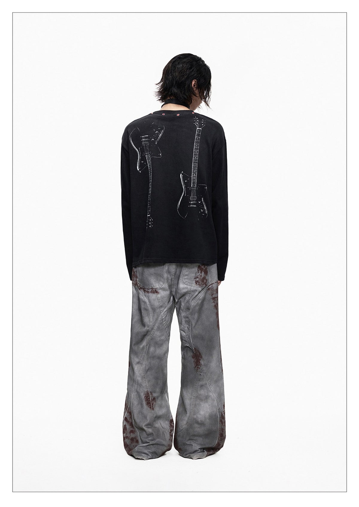 Dark Wash Long Sleeve Punk T-shirt