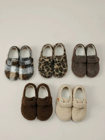 Cozy Fleece Button Mary Jane Slippers