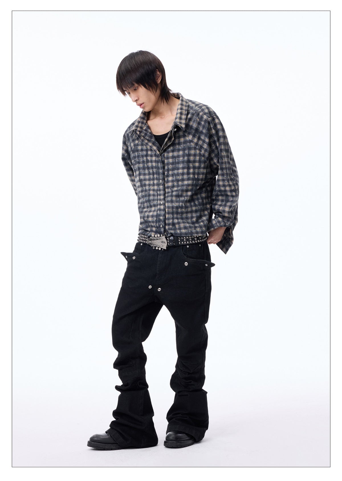 Patchwork Texture Check Shirt