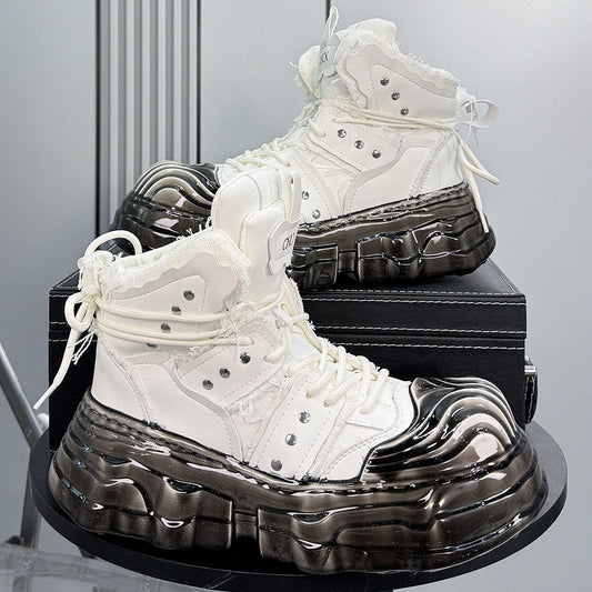 Thick-Sole Height-Increasing Shell-Toe Sneaker Boots