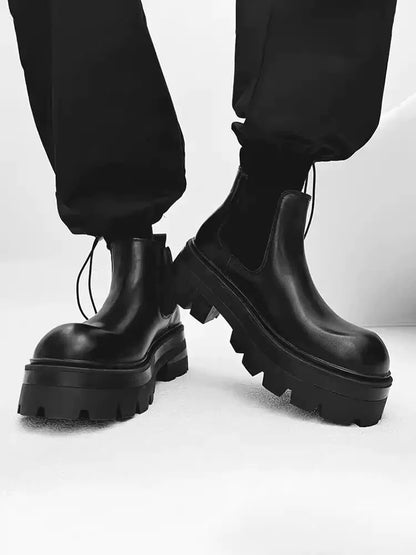 Chunky Sole Leather Chelsea Boots
