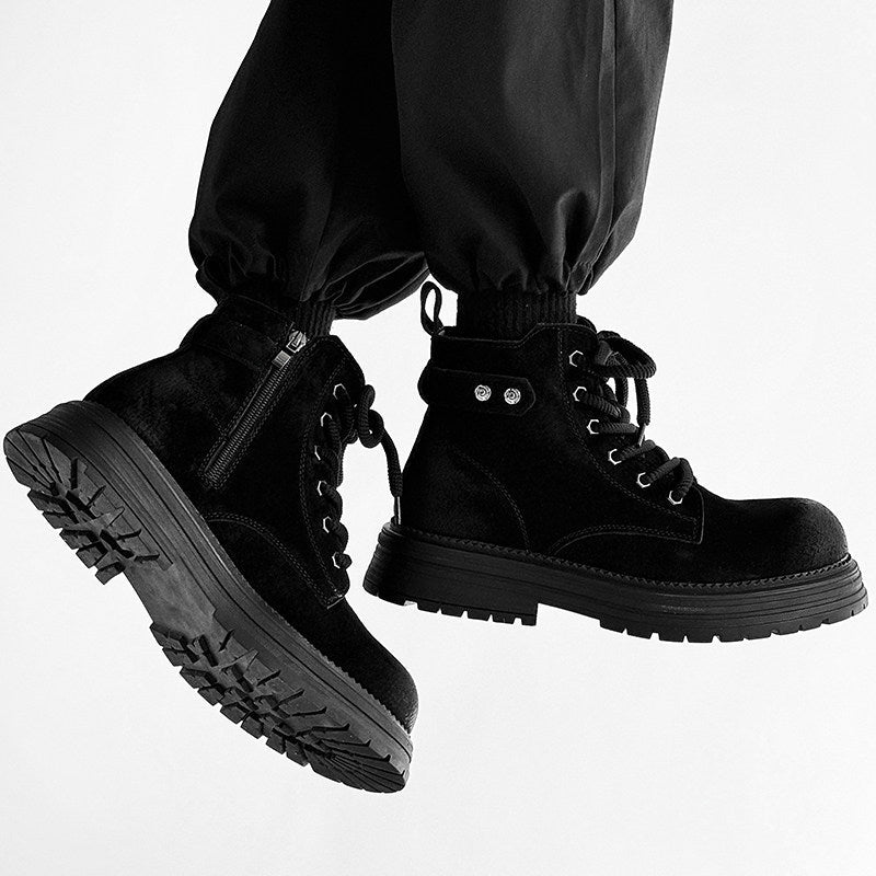 Chunky Lug Sole Platform Lace-Up Zipper Boots