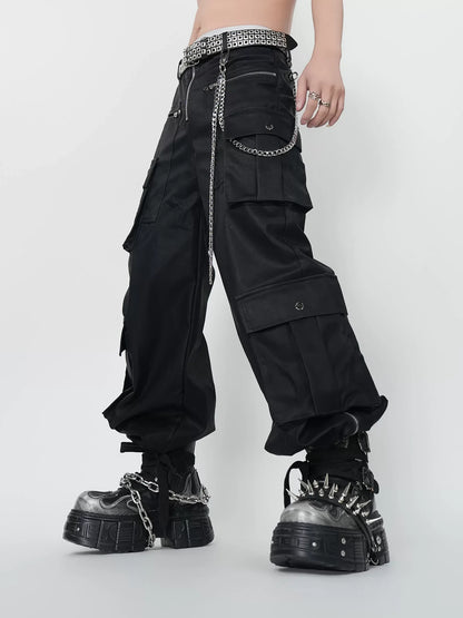 Black Chain-Spike Platform Boots