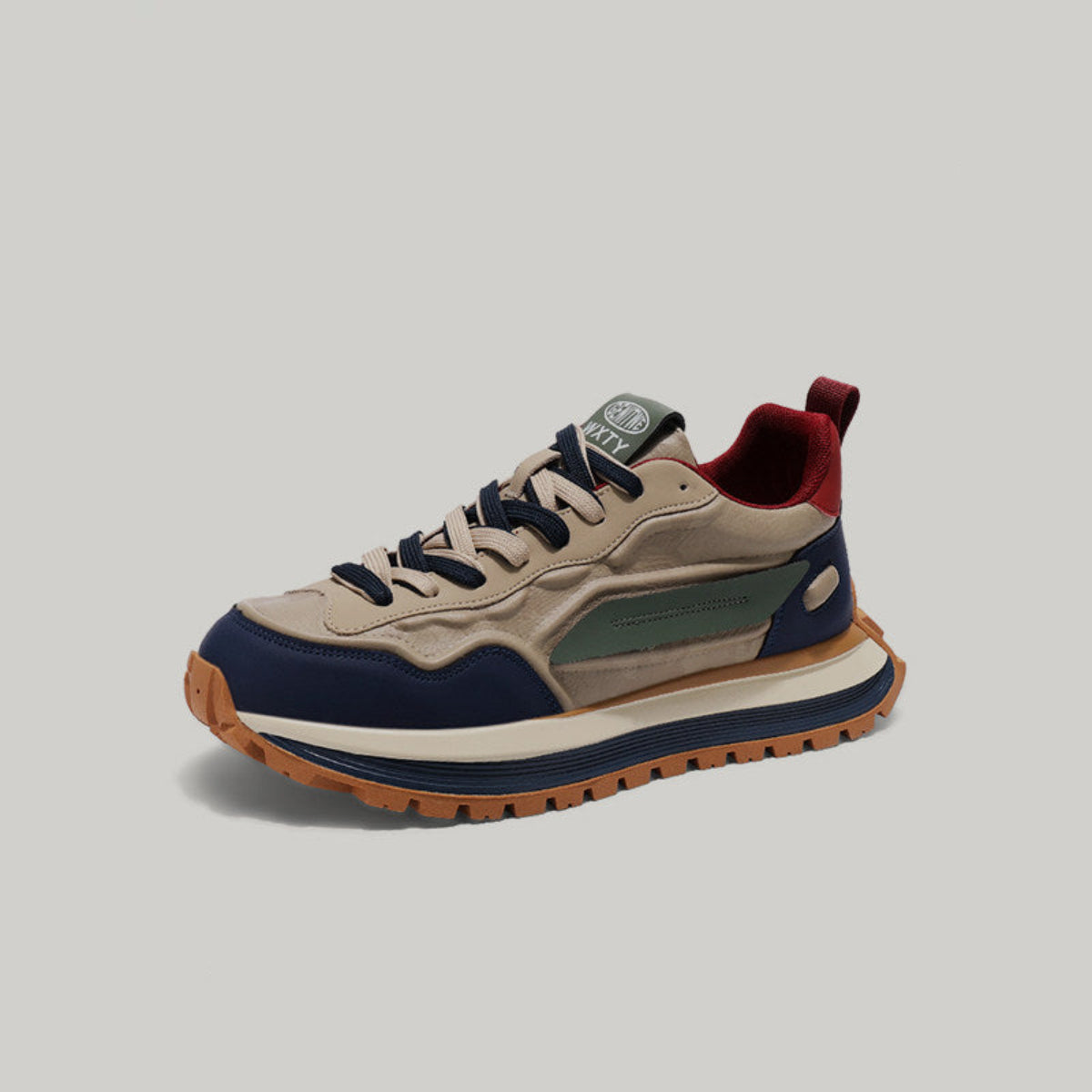 Color-Block Panel Trail Lace-Up Sneakers