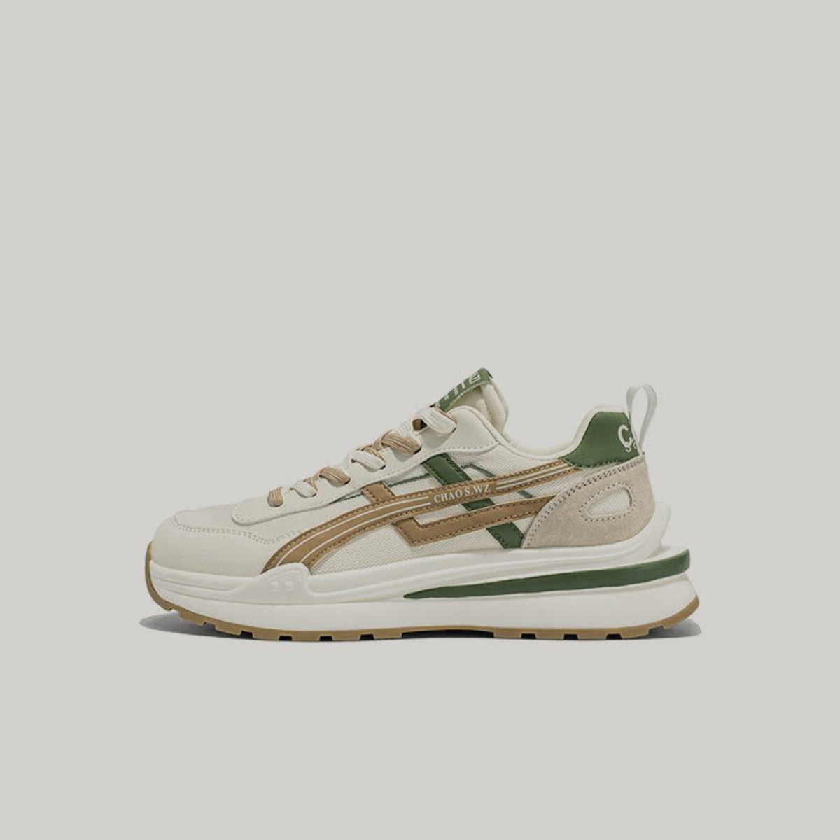 Color-Block Stripe Panel Lace-Up Sneakers