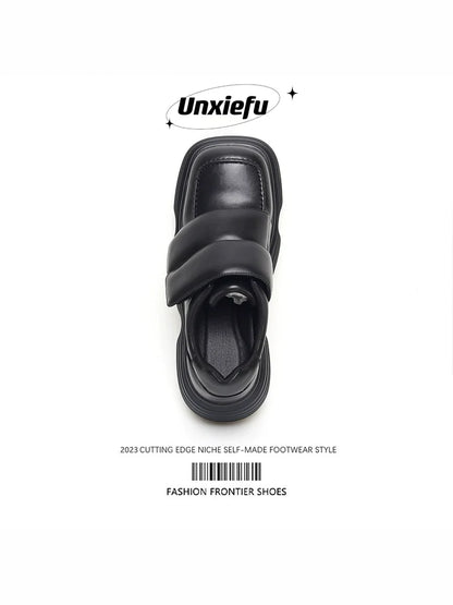 Square Toe Chunky Sole Velcro Dad Sneakers