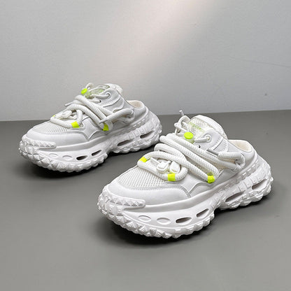 Mesh Rope Lace Chunky Sole Slip-On Shoes