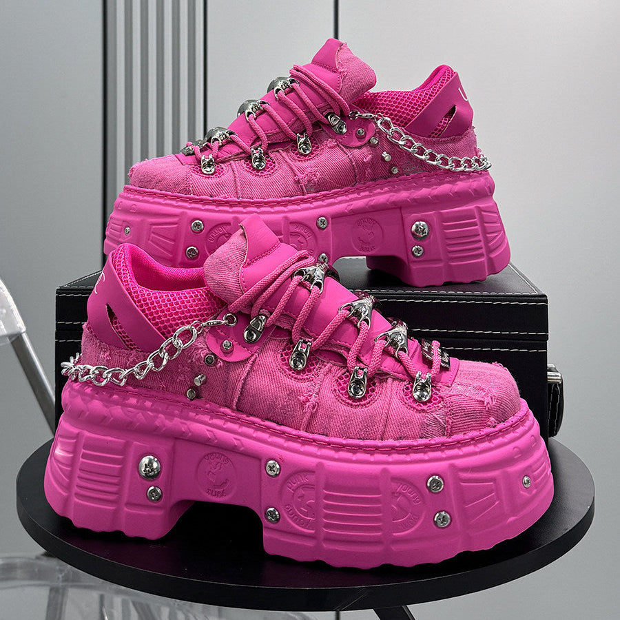 Chain Studs Damage Platform Sneakers WN24643