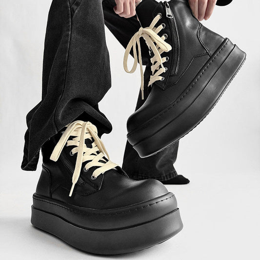 Lace Up Side Zipper Thick Sole Short Boots