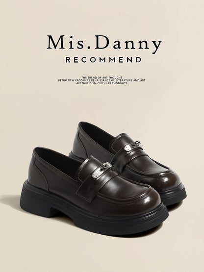 Metal Decoration Platform Thick Sole Loafers