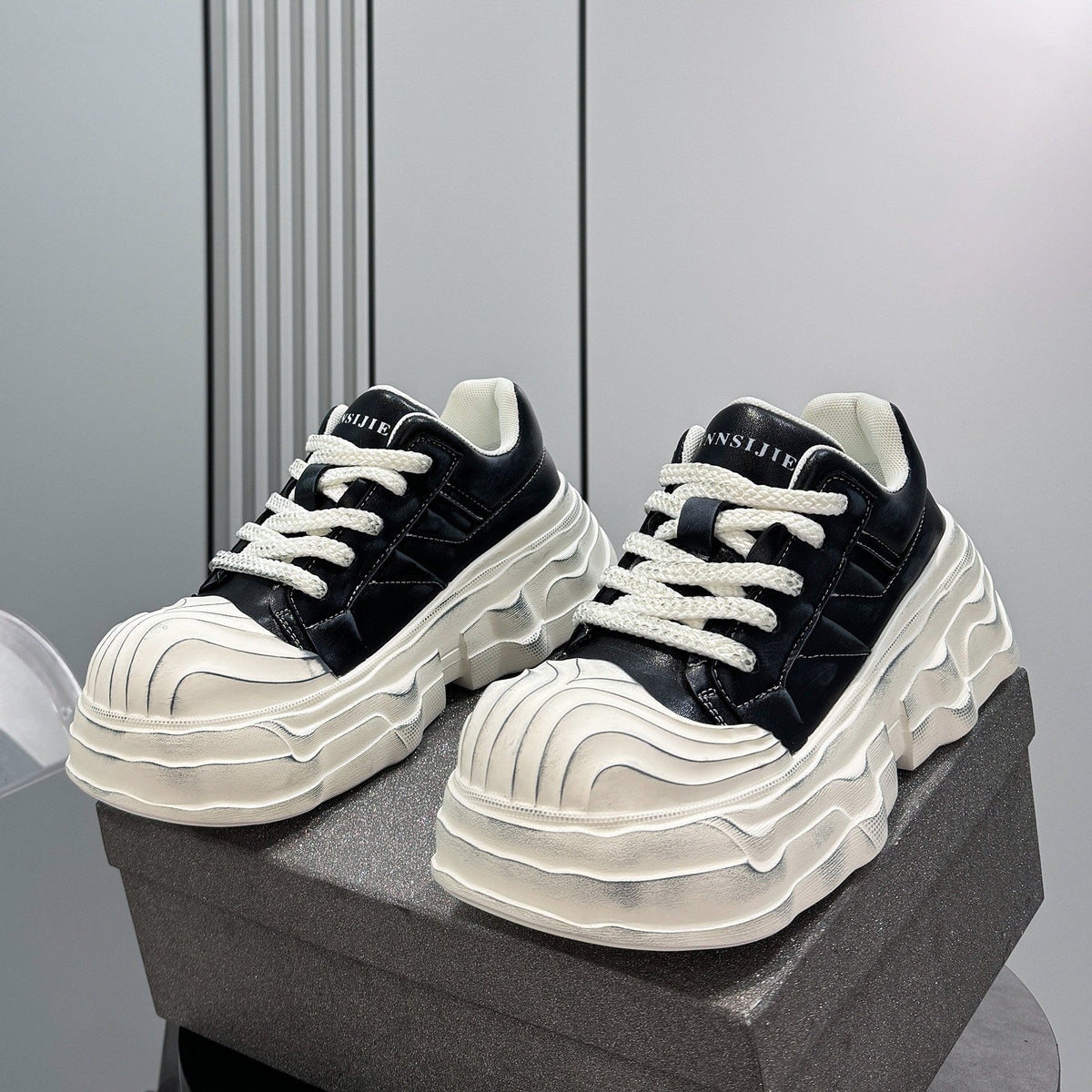 Panel Platform Chunky Sole Sneakers