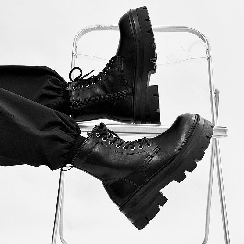 Lace Up Thick Sole Short Boots