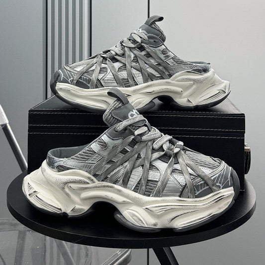 Metallic Strap Chunky Sole Slip-On Shoes