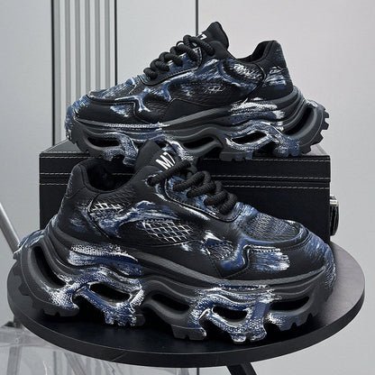 Paint Snake Print Chunky Sole Sneakers