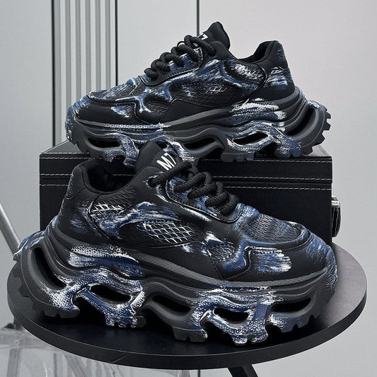 Paint Snake Print Chunky Sole Sneakers