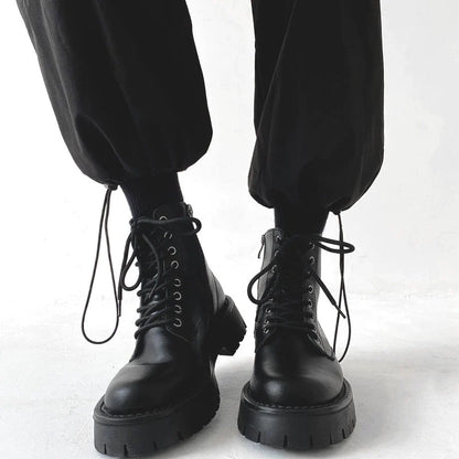 Side Zipper Thick Sole Leather Boots