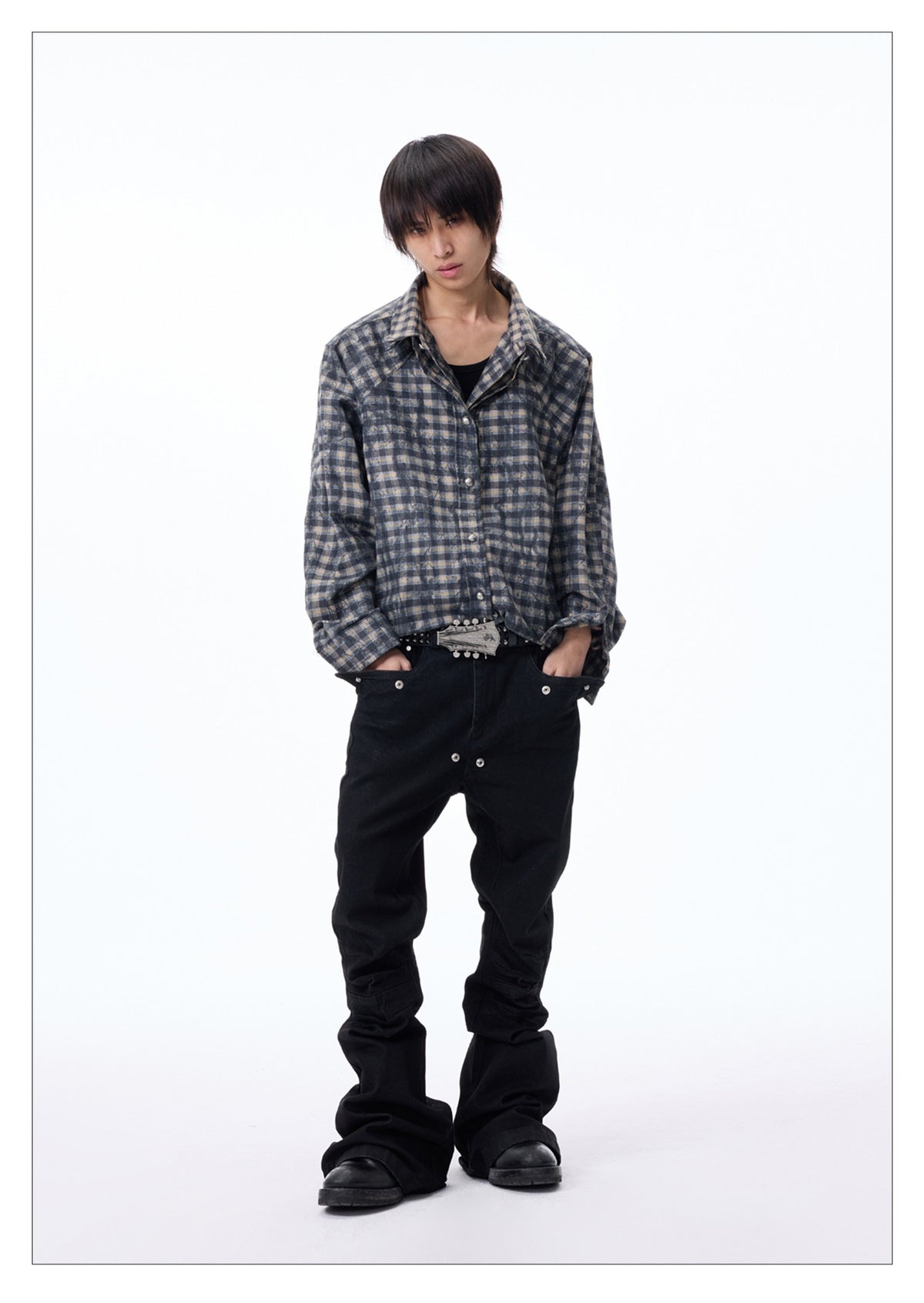 Patchwork Texture Check Shirt