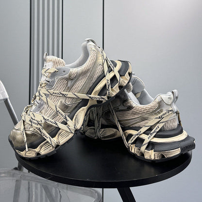 Chunky Platform Strappy Lace-Up Sneakers