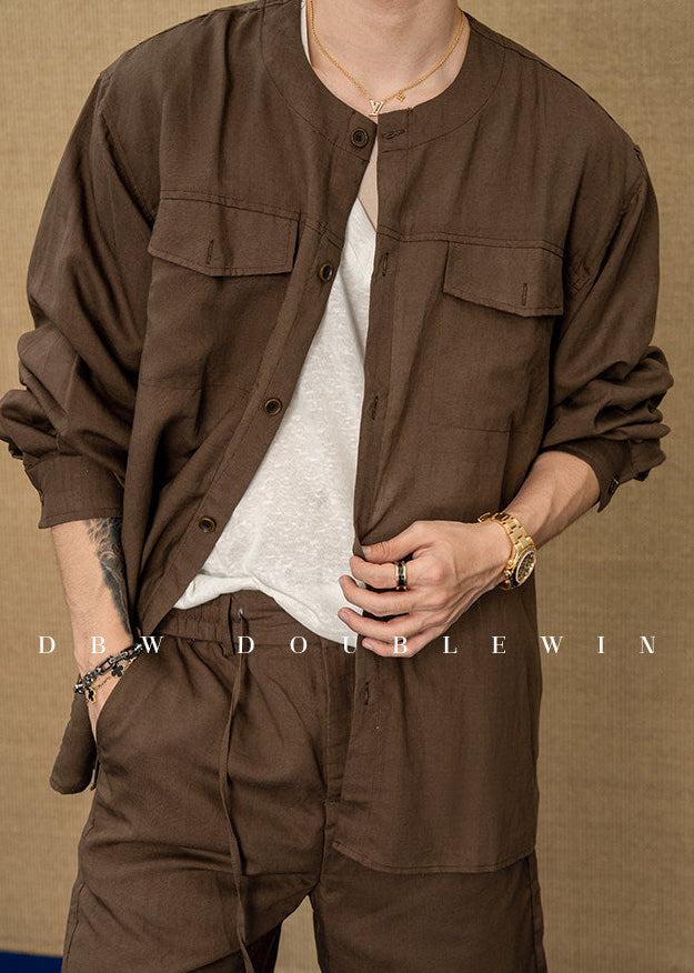 Linen-Blend Shirt Set