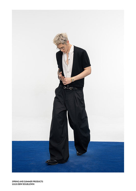 Luxurious Double-Gathered Casual Pants