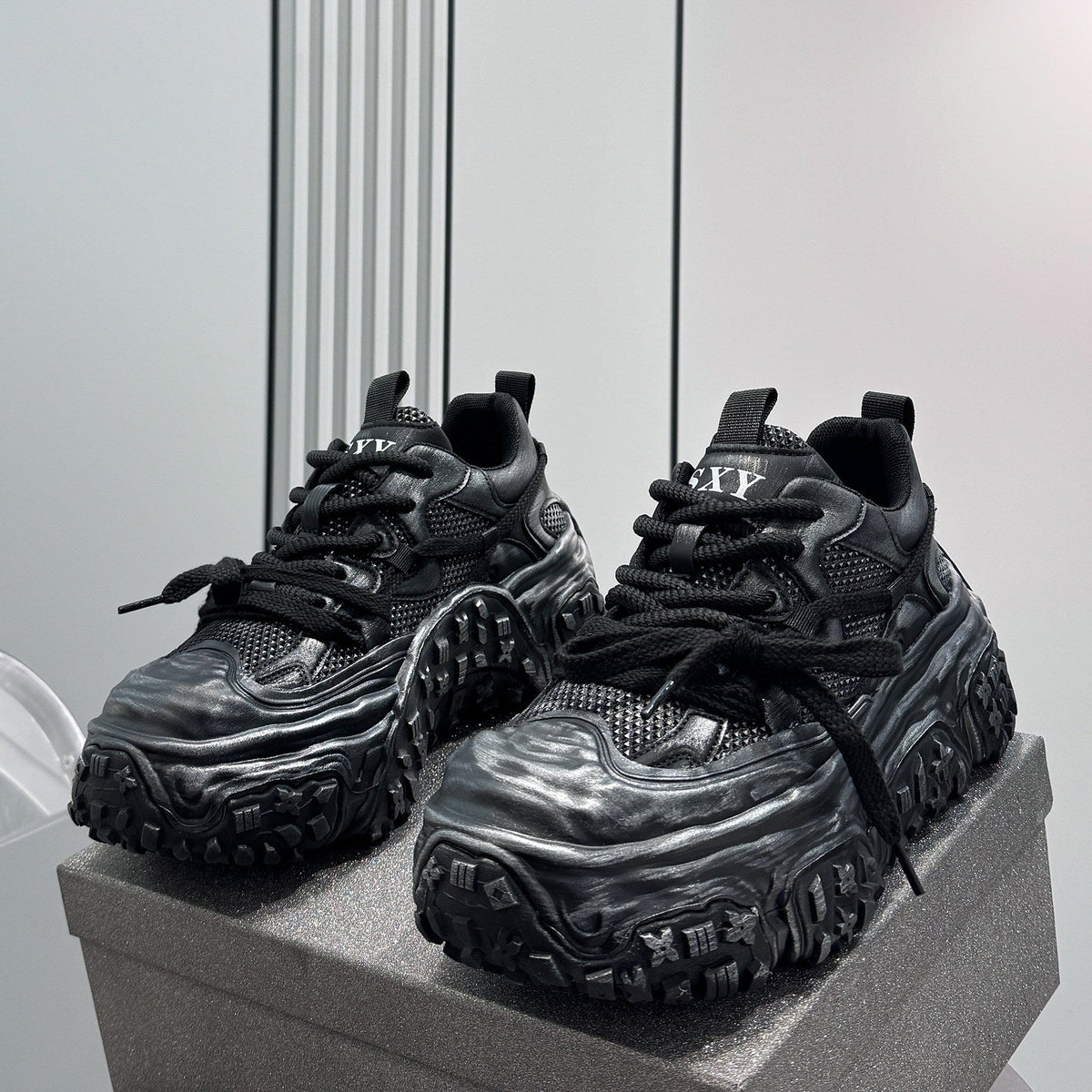 Mesh Platform Chunky Sole Sneakers