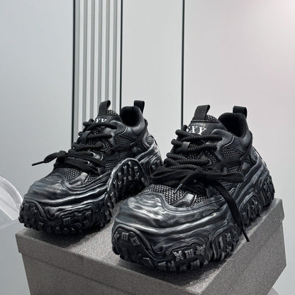 Mesh Platform Chunky Sole Sneakers