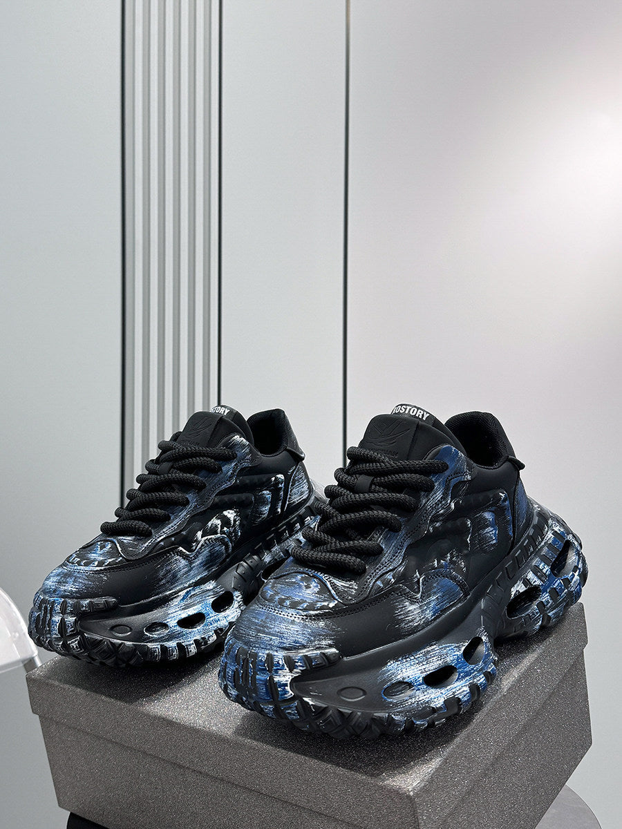 Paint Graffiti Print Chunky Sole Sneakers