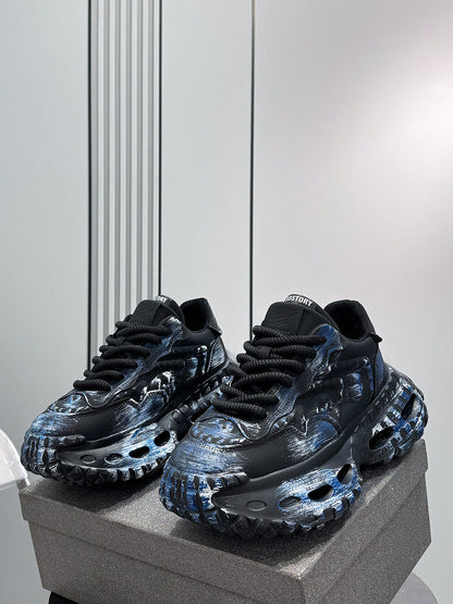 Paint Graffiti Print Chunky Sole Sneakers